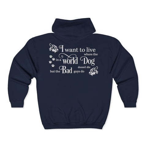 The Dog Doesn't Die Sydney Rye Mysteries Unisex Full Zip Hooded Sweatshirt